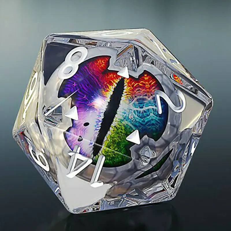 Colorful Dragon Eye Crystal Dice Set with Polygonal Design