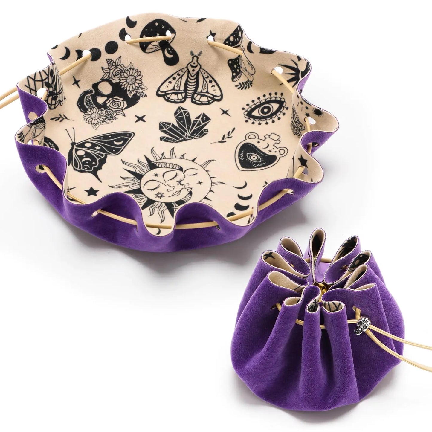 Mystical Gamer Velvet Dice Bag with Tray