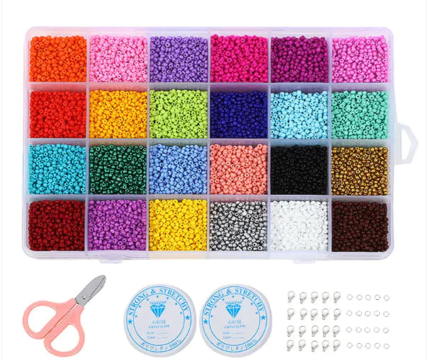 Crafters Colorful 24 Grid Glass Bead Kit