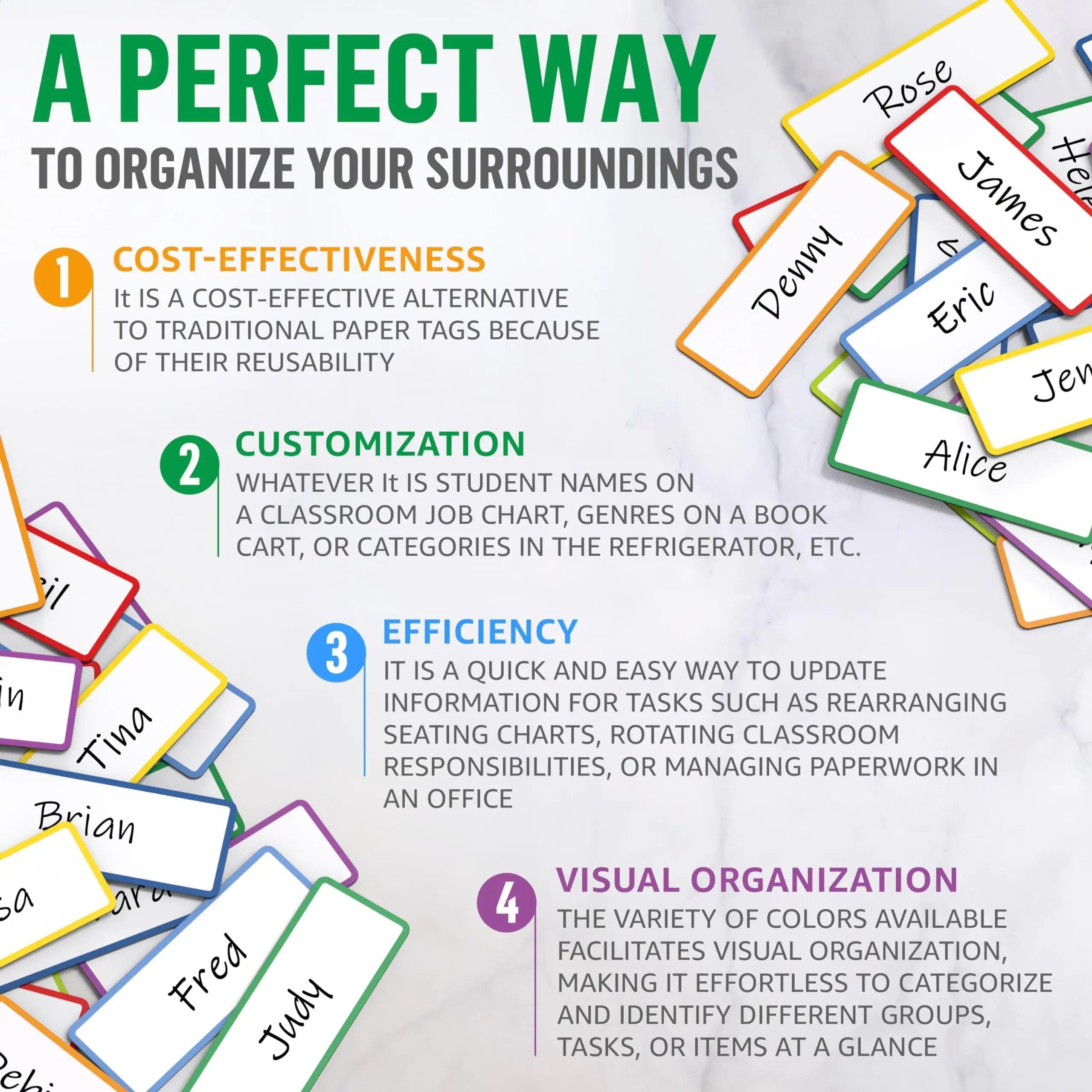 50-Pack Magnetic Dry-Erase Name Tags 3.2x1.2 in