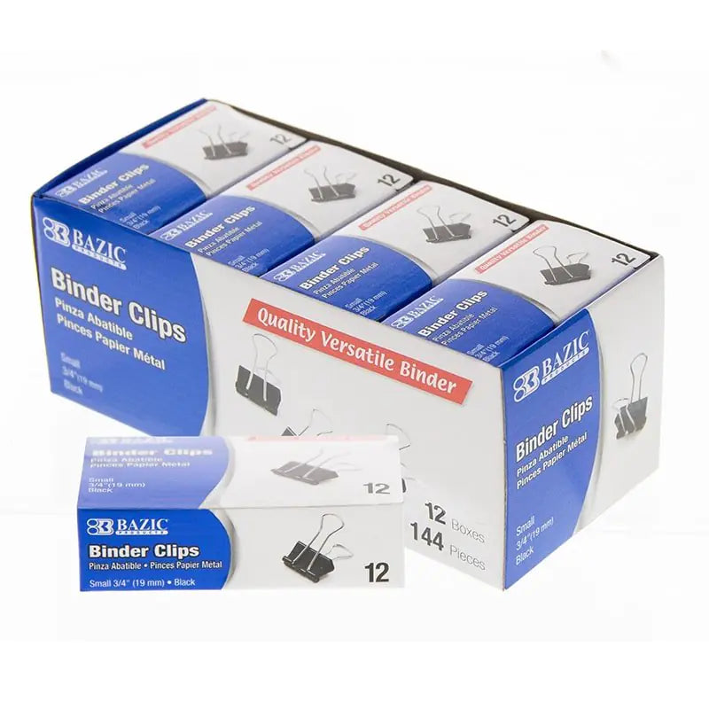 Tri-Grip Black Binder Clips 3/4" 12-Pack