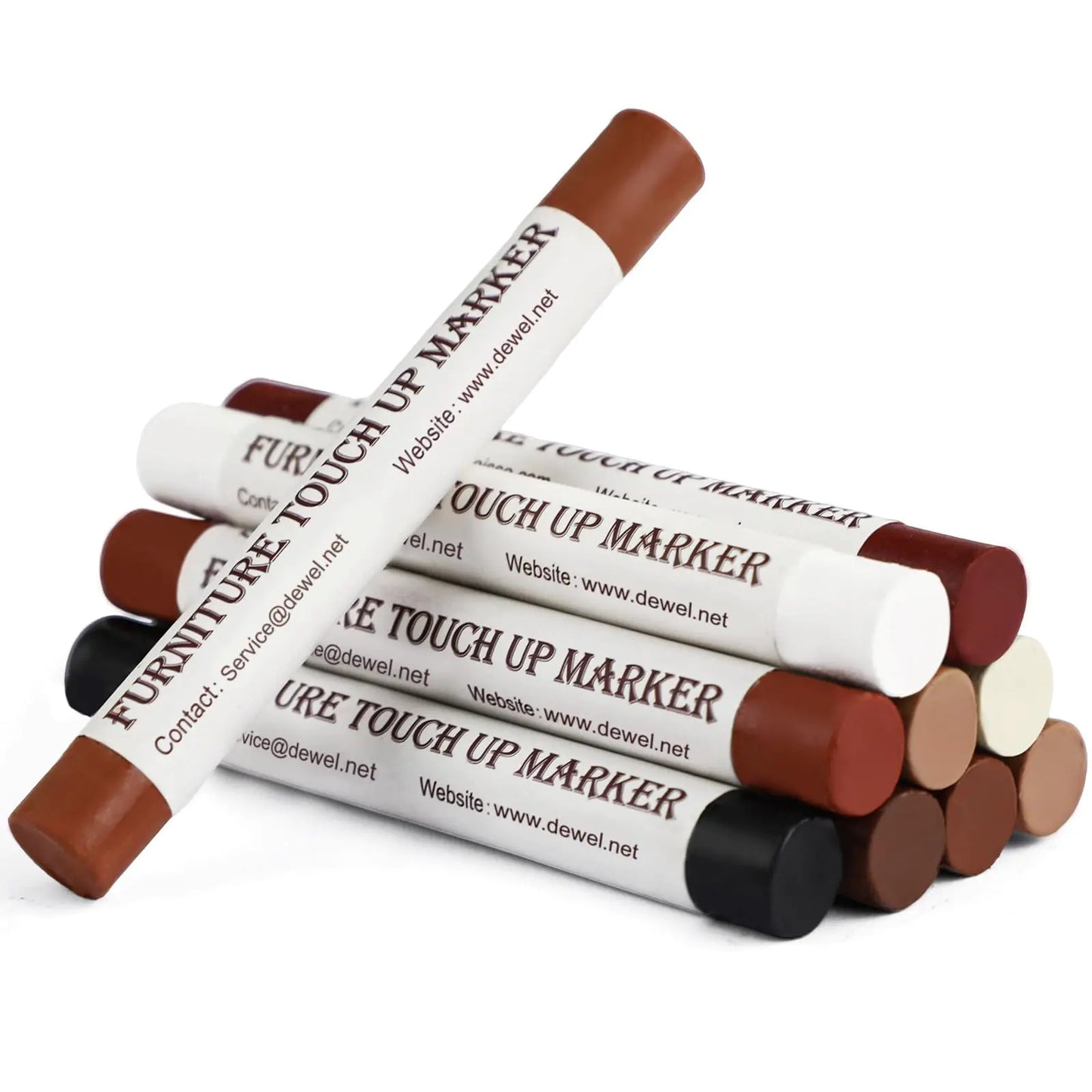 DEWEL Wood Filler Sticks 10 Pcs Furniture Crayons for Scratches Touch Up Wax Sticks Upgrade Furniture Repair Wax Crayons Kit for Scratches Holes Floor Table Laminate Carpenters