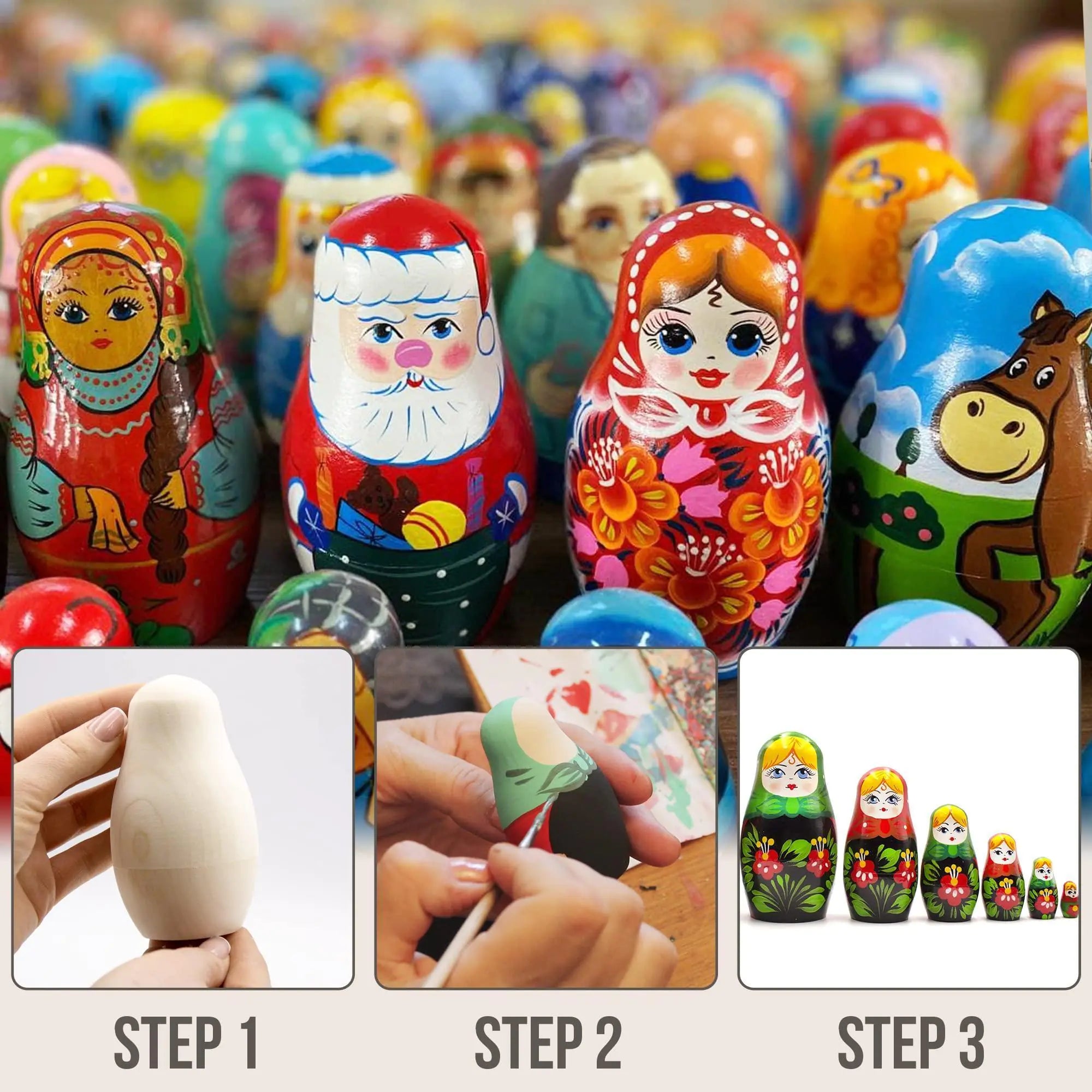 DIY Russian Nesting Dolls 6pcs Unpainted Matryoshka