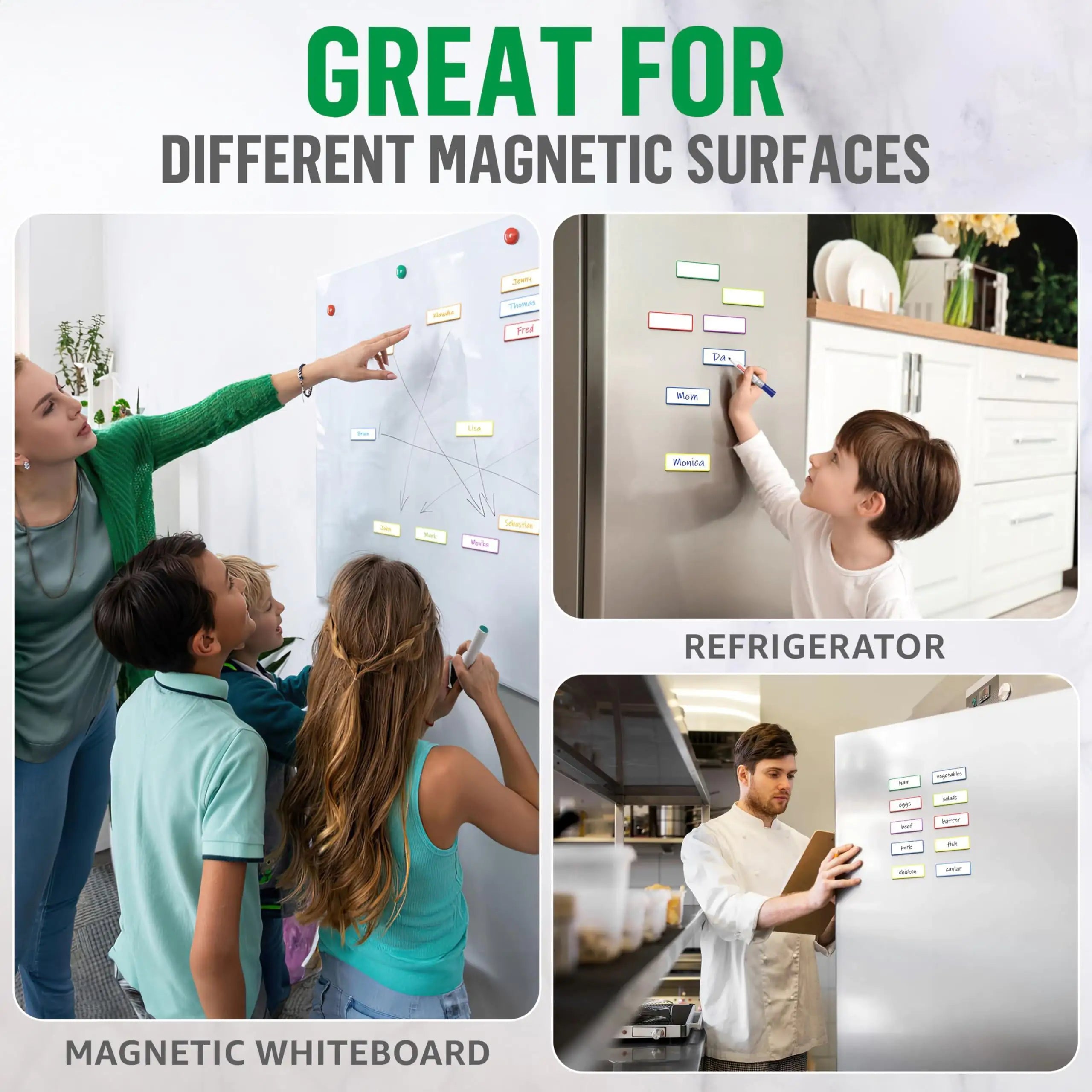 50-Pack Magnetic Dry-Erase Name Tags 3.2x1.2 in