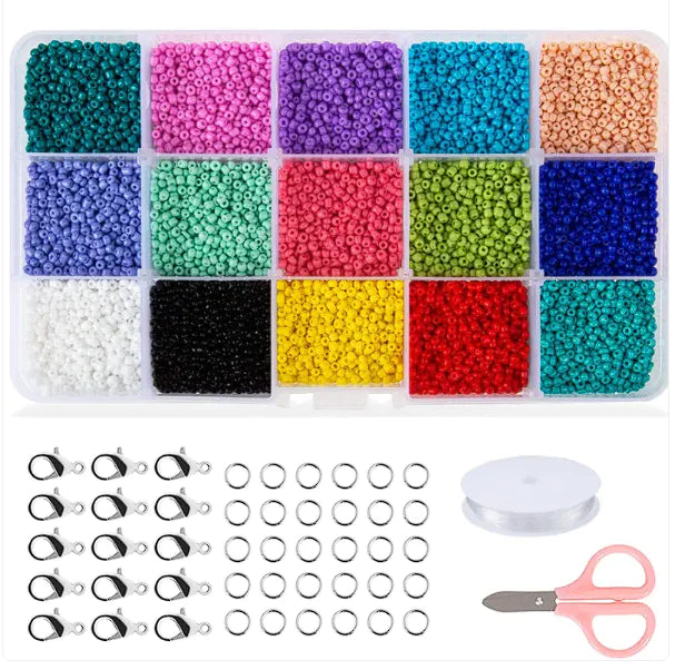 Crafters Colorful 24 Grid Glass Bead Kit