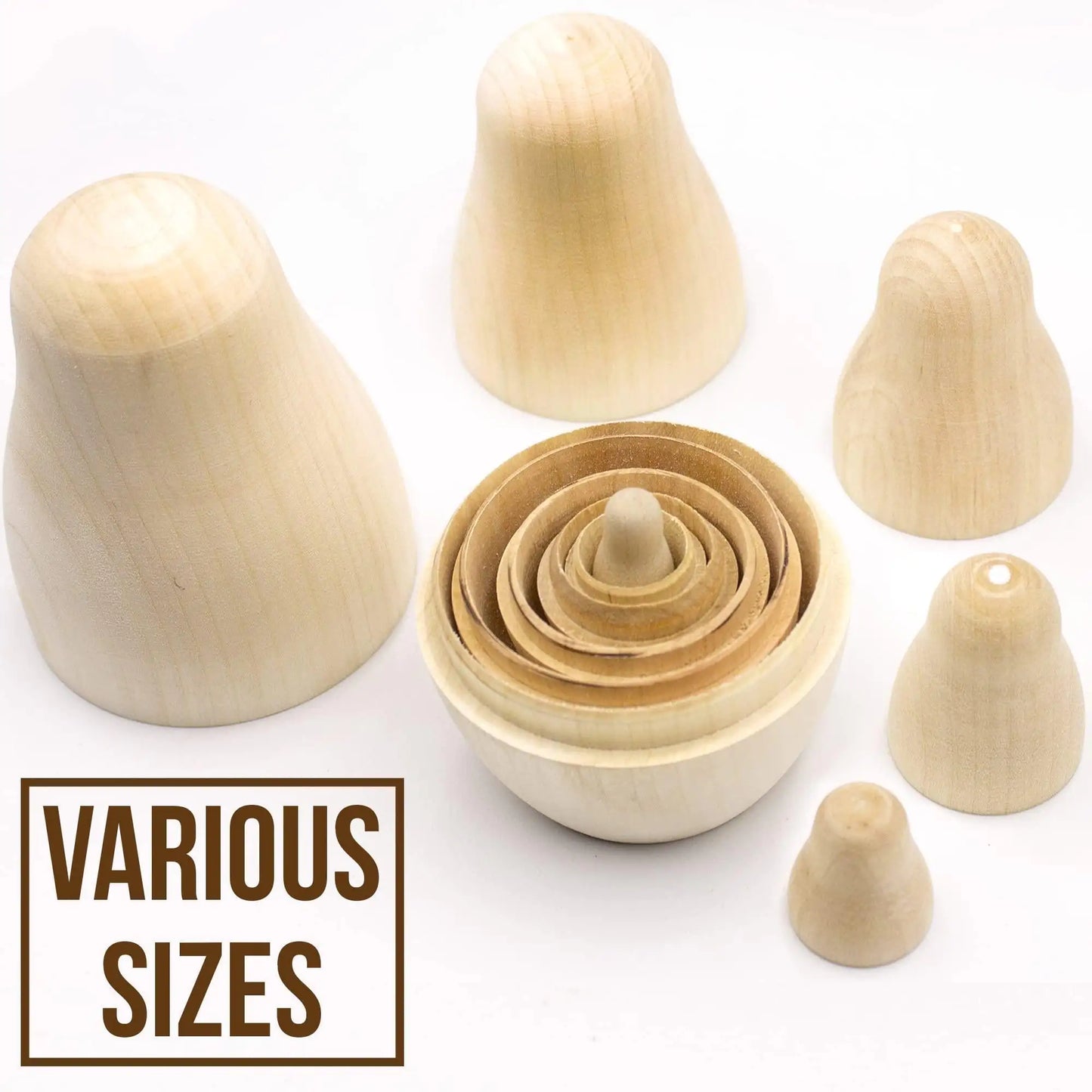 DIY Russian Nesting Dolls 6pcs Unpainted Matryoshka