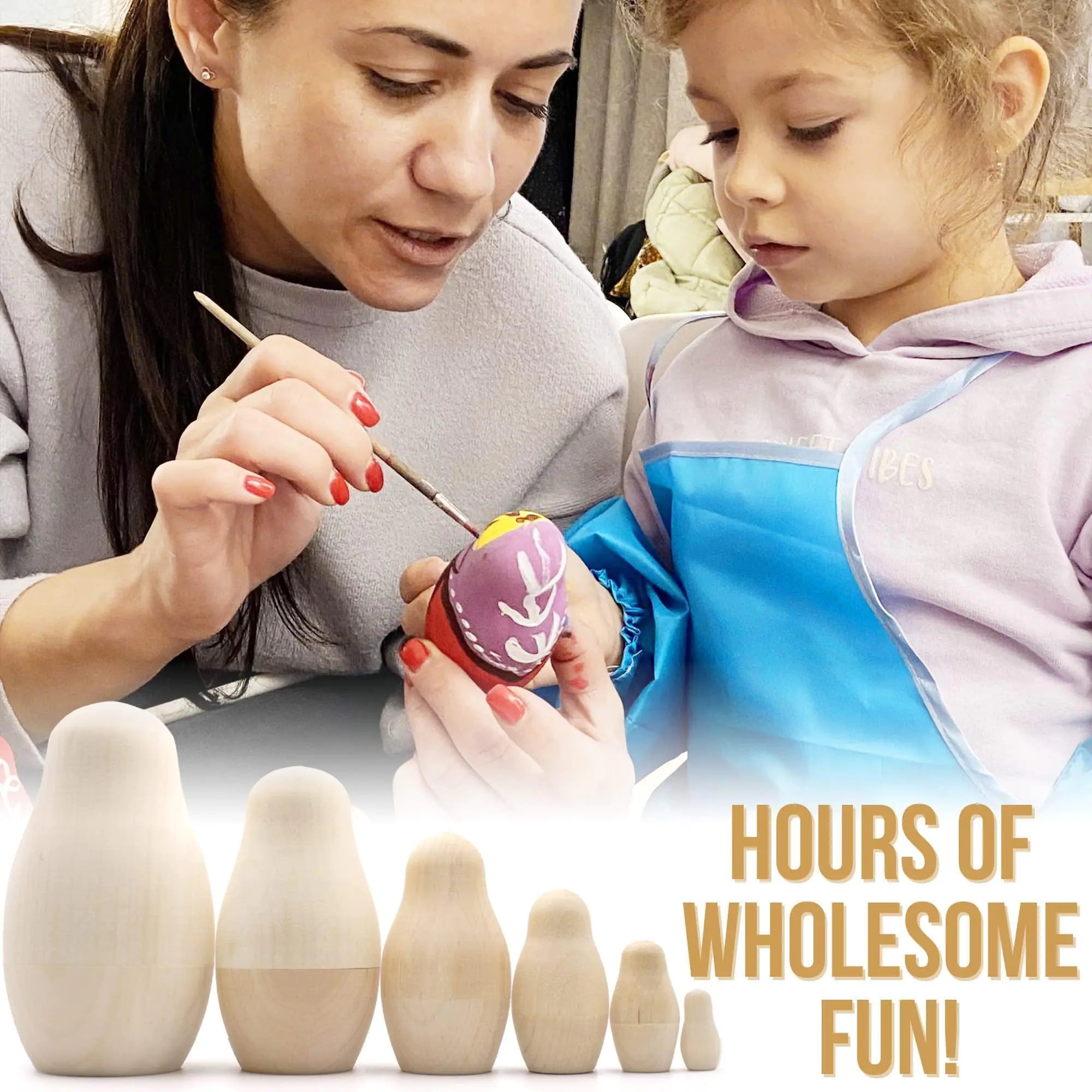 DIY Russian Nesting Dolls 6pcs Unpainted Matryoshka