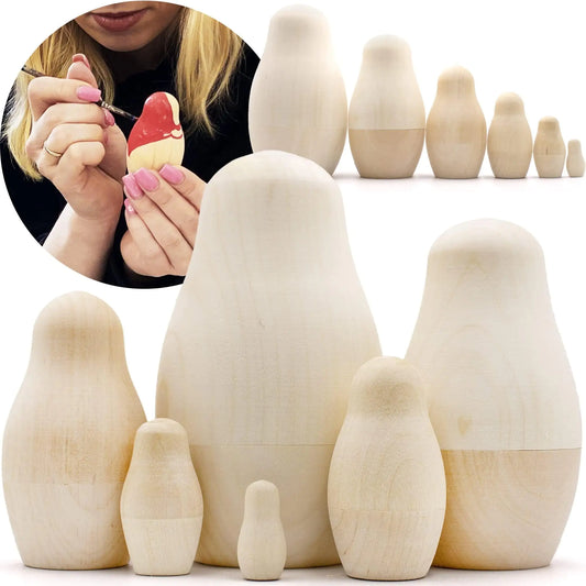 DIY Russian Nesting Dolls 6pcs Unpainted Matryoshka