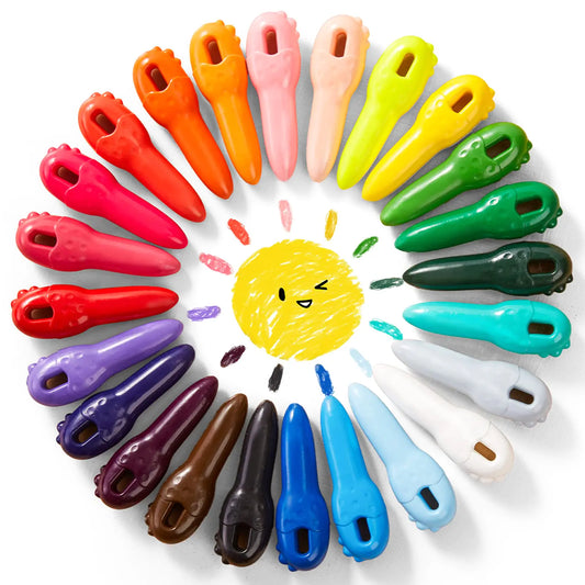 Mess Free Crayons for Toddlers 24 Colors Babys First Washable Jumbo Crayons with 108 FREE Coloring Books PDF Pages Big Large Crayons for Kids Ages1-32-44-8 Keep Kids Busy Coloring Easter Gifts
