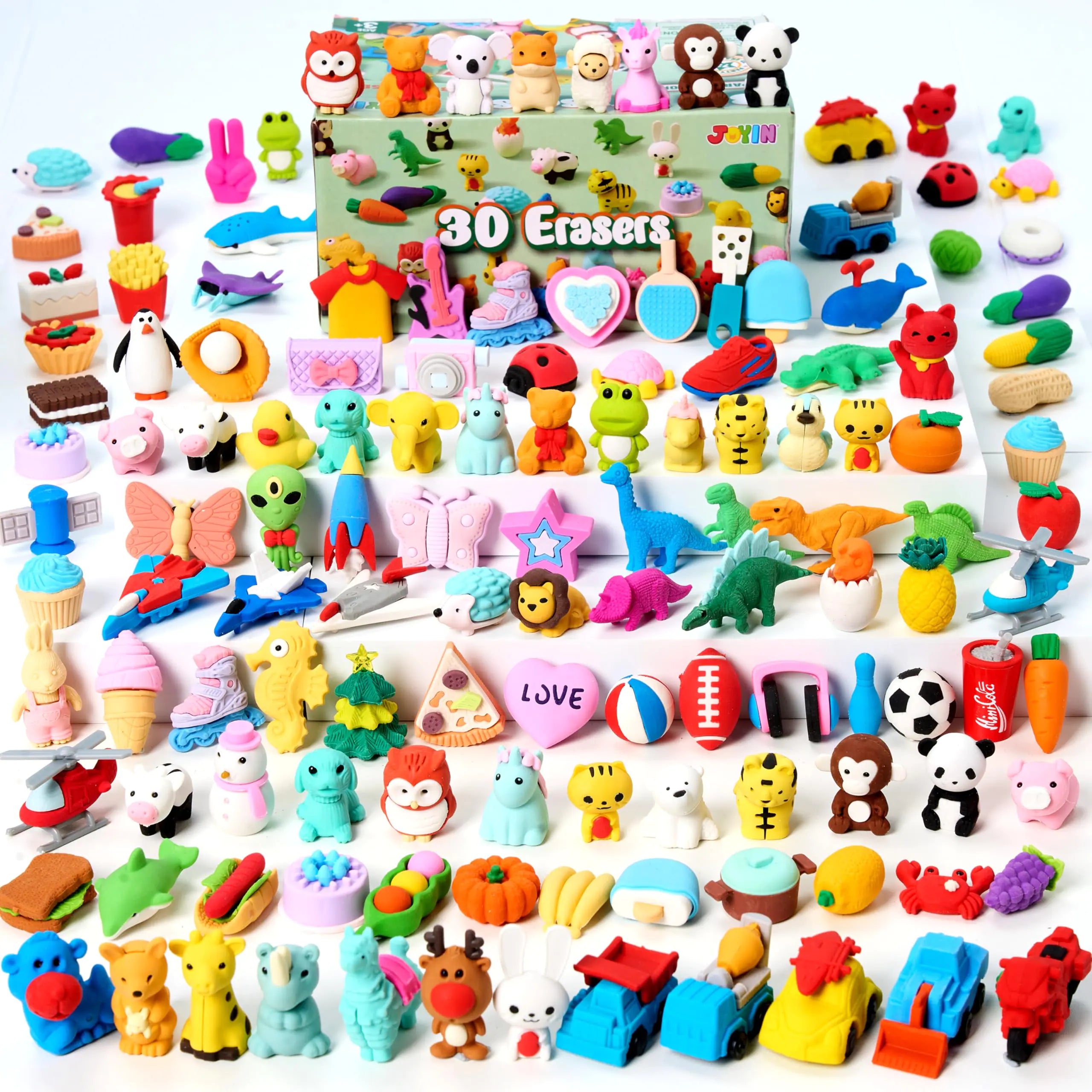 JOYIN 36Pcs Animal Erasers for Kids Cute Pencils Erasers Bulk Desk Pets Puzzle for Classroom Rewards Back to School Supplies Party Favors Treasure Box Toys Gifts