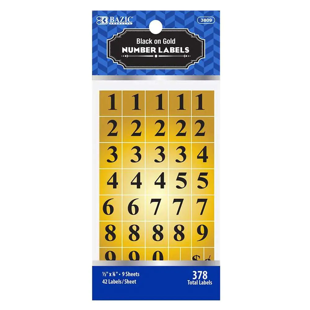 Gold Foil Number Label (378/Pack)