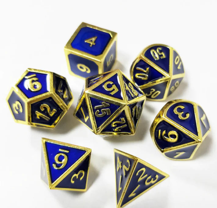 Elegant RPG Metal Dice Kit - 7 Piece Set with Bag
