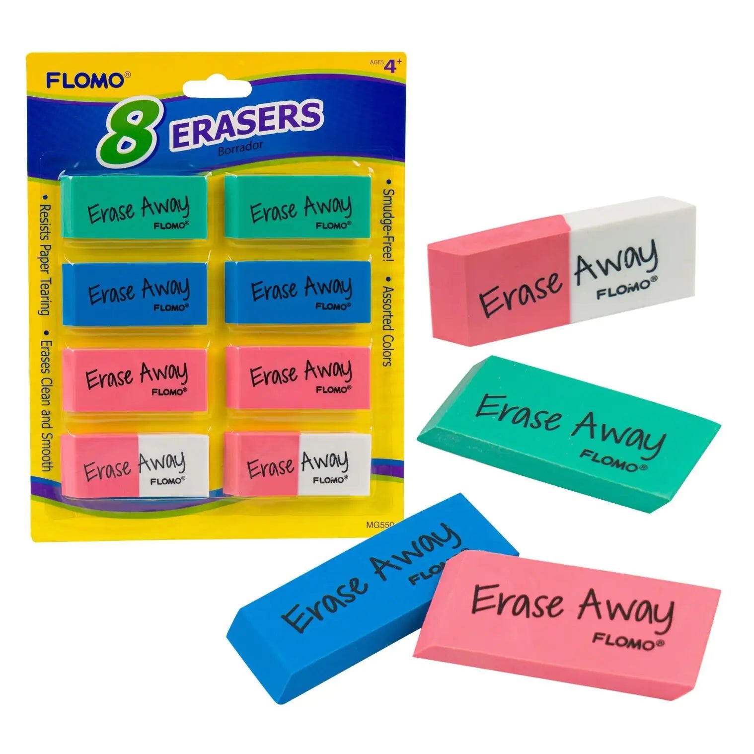 8-Pack Colorful Erasers